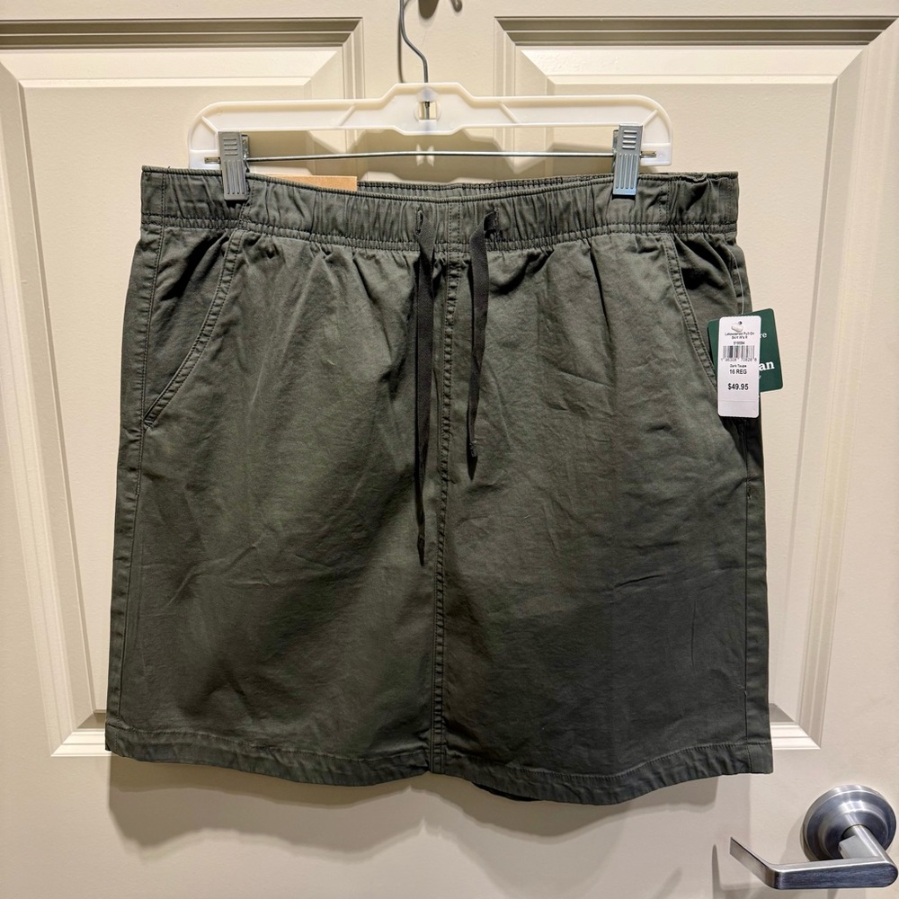 NWT L.L. Bean Lakewashed Pull On Skirt Womens 16 Reg Favorite Fit Dark Taupe